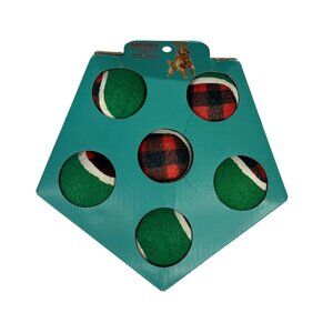 Petco Merry Makings Dog Toy Gift Set Tennis Balls Holiday Plaid Green New